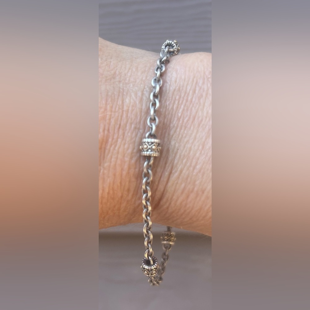 Gabriel & Co. 925 Sterling Silver Silver Bracelet with 18K Gold Accents